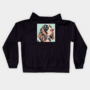 70s English Cocker Spaniel Vibes: Pastel Pup Parade Kids Hoodie